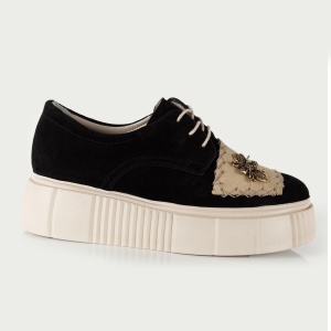 Pantofi Dama Casual Piele Naturala 1242-45 Negru-Bej - Img 3