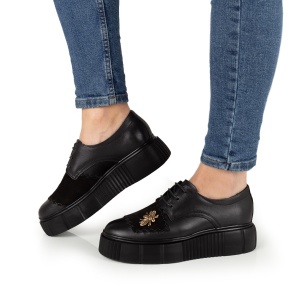 Pantofi Dama Casual Piele Naturala 1242-45 Negru - Img 2
