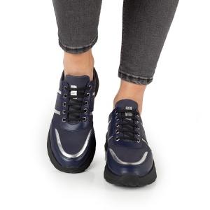 Pantofi Dama Casual Piele Naturala 1278 Albastru - Img 3