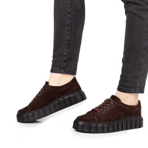 Pantofi Dama Casual Piele Naturala 107 Maro Velur - Img 2