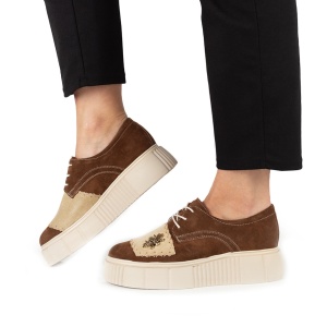 Pantofi Dama Casual Piele Naturala 1242-45 Maro Bej - Img 5