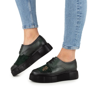 Pantofi Dama Casual Piele Naturala 1242-45 Verde - Img 2