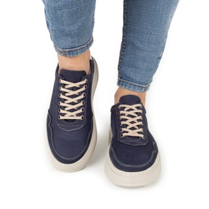 Pantofi Dama Casual Piele Naturala 1281 Albastru - Img 3