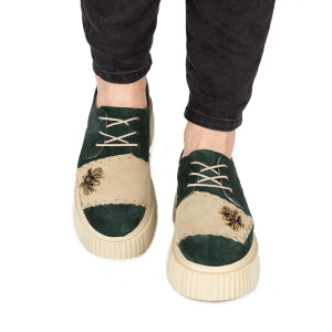 Pantofi Dama Casual Piele Naturala 1242-45 Verde Bej - Img 3