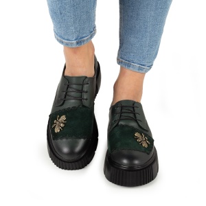 Pantofi Dama Casual Piele Naturala 1242-45 Verde - Img 3