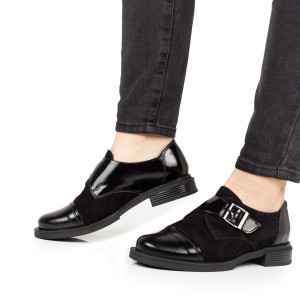 Pantofi Dama Casual Piele Naturala 1269 Negru Lac - Img 2
