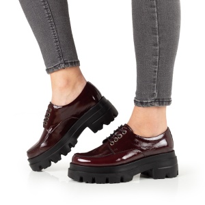 Pantofi Dama Casual Piele Naturala 1279 Visiniu Lac - Img 2