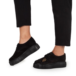 Pantofi Dama Casual Piele Naturala 1242-45 Negru Velur - Img 3