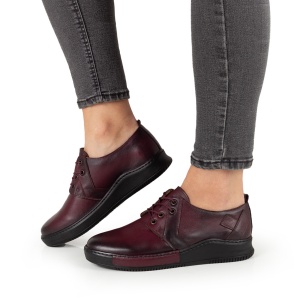Pantofi Dama Casual Piele Naturala 1266 Visiniu - Img 2