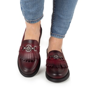 Pantofi Dama Casual Piele Naturala 1272 Visiniu - Img 3