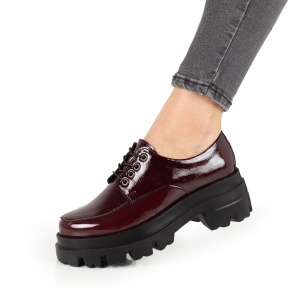 Pantofi Dama Casual Piele Naturala 1279 Visiniu Lac - Img 3