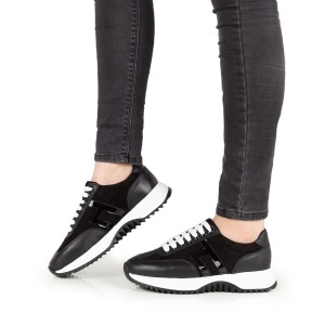 Pantofi Dama Casual Piele Naturala 1296-05 Negru Velur Lac - Img 2