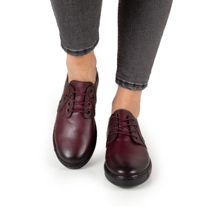 Pantofi Dama Casual Piele Naturala 1266 Visiniu - Img 3