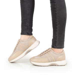 Pantofi Dama Casual Piele Naturala 1296-05 Bej Velur - Img 2