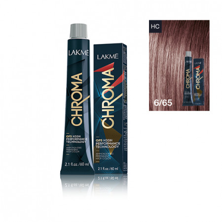 Lakme Vopsea de par permanenta fara amoniac blond inchis castaniu mahon 6/65 Chroma 60ml
