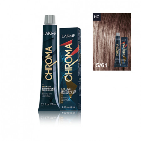 Lakme Vopsea de par permanenta fara amoniac saten deschis castaniu cenusiu 5/61 Chroma 60ml