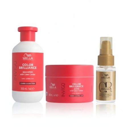 Wella Professionals Pachet Invigo Color Brilliance Coarse sampon 250ml + masca 150ml & Ulei de par Oil Reflections 30ml
