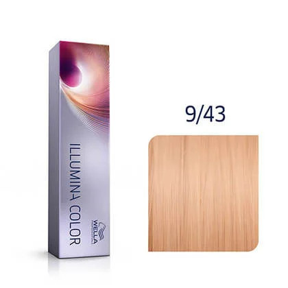Wella Professionals Vopsea de par permanenta Illumina Color 9/43 blond luminos aramiu auriu 60ml