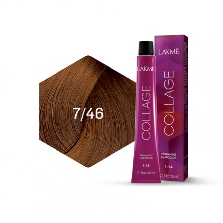 Lakme Vopsea de par permanenta 7/46 blond mediu cupru castaniu Collage 60ml