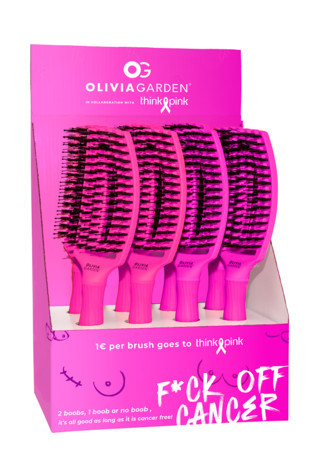 Olivia Garden Display cu 8 perii profesionale cu par de mistret si peri din nailon Finger Combo Neon Think Pink 2023