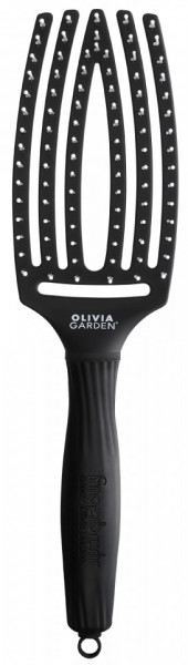 Olivia Garden Perie profesionala curbata cu ventilatie Finger Medium Black
