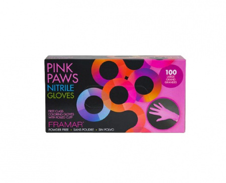 Framar Manusi din nitril nepudrate roz Pink Paws 100buc - M