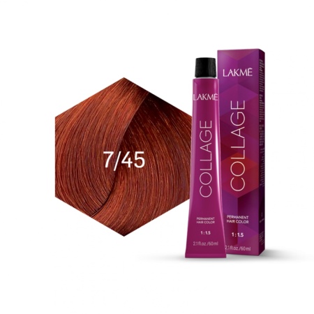 Lakme Vopsea de par permanenta 7/45 blond mediu cupru mahon Collage 60ml