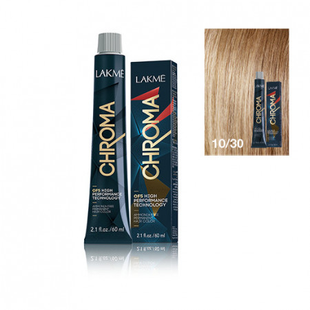 Lakme Vopsea de par permanenta fara amoniac blond platinat auriu 10/30 Chroma 60ml