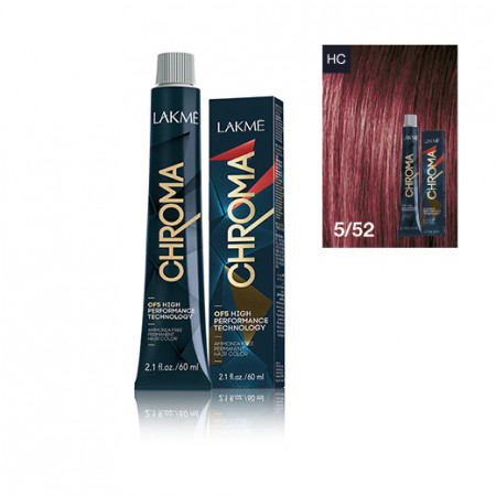 Lakme Vopsea de par permanenta fara amoniac saten deschis mahon violet 5/52 Chroma 60ml