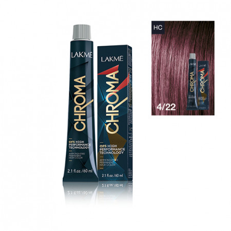 Lakme Vopsea de par permanenta fara amoniac saten mediu violet intens 4/22 Chroma 60ml