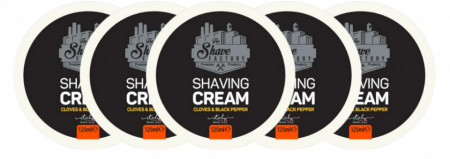 The Shave Factory Pachet 4+1 Crema de ras pentru barbati Cloves&amp;Black Pepper 125ml