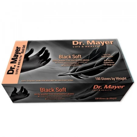 Dr. Mayer Manusi nitril nepudrate soft negre 100buc - L