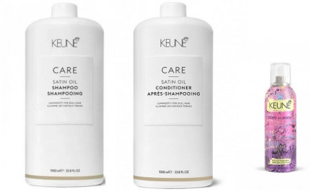 Keune Care Pachet Promo: Keune Sampon hidratant pentru stralucire + Keune Balsam hidratant pentru stralucire + Keune Spray pentru stralucire