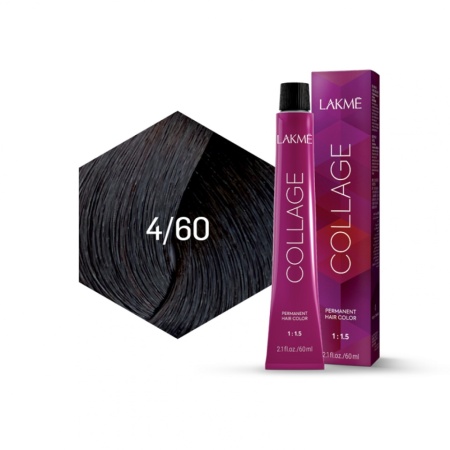 Lakme Vopsea de par permanenta 4/60 saten mediu castaniu Collage 60ml