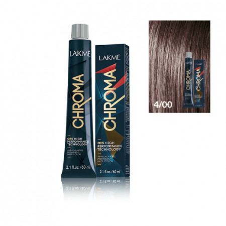 Lakme Vopsea de par permanenta fara amoniac saten mediu natural 4/00 Chroma 60ml