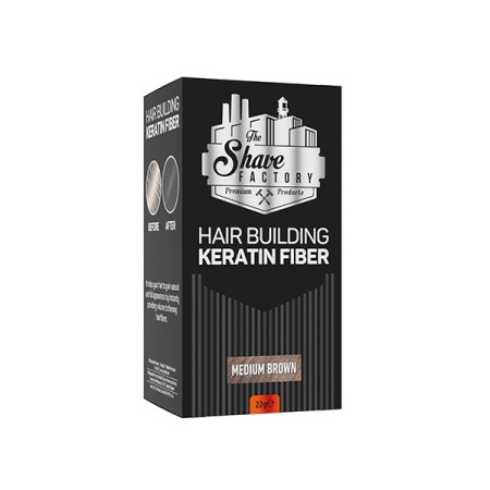 The Shave Factory Pudra fiber pentru par rar saten Medium Brown Fiber Keratin 22g