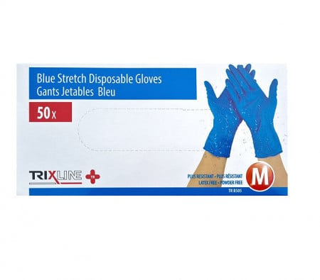 Trixline Manusi nepudrate nitril+vinil albastre M 50 buc/set