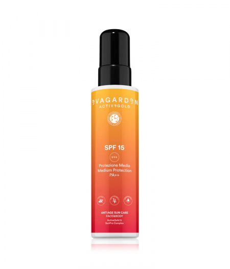 Evagarden Spray cu protectie solara pentru fata, corp si scalp SPF15 ActiveGold Antiage 150ml