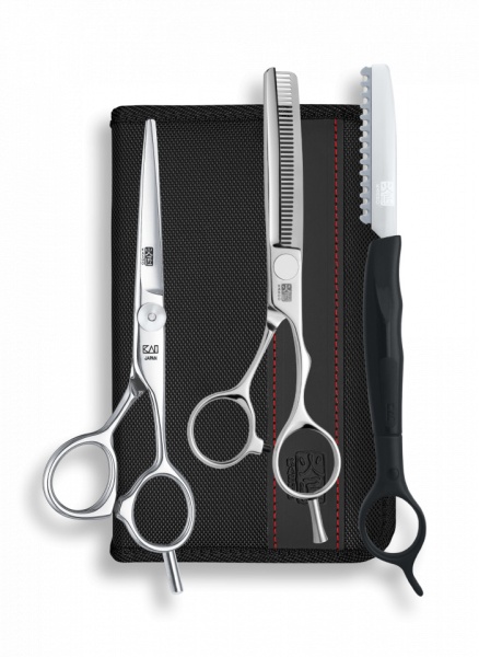 Kasho Set de foarfeci offset Design Master: tuns 5.5 inci+filat 6 inci 38 dinti tip B KDM-55OS/SET