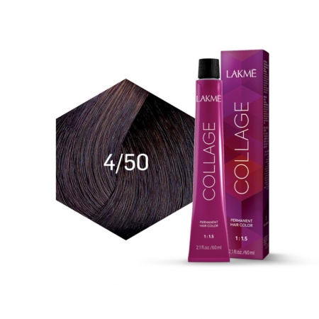 Lakme Vopsea de par permanenta 4/50 saten mediu mahon Collage 60ml