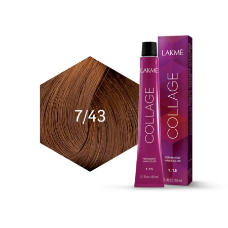 Lakme Vopsea de par permanenta 7/43 blond mediu cupru auriu Collage 60ml