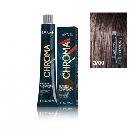 Lakme Vopsea de par permanenta fara amoniac saten inchis natural 3/00 Chroma 60ml