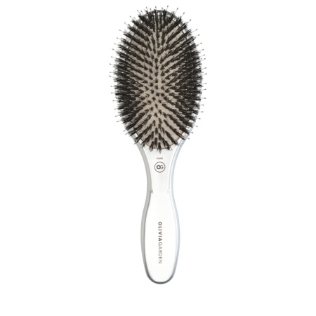 Olivia Garden Perie cu peri de mistret si nailon Expert Care Oval Silver
