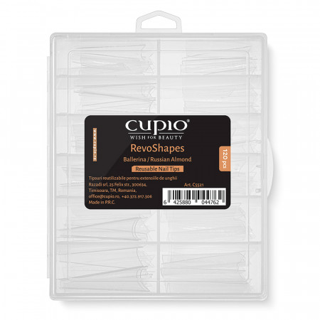 Cupio Tipsuri reutilizabile pentru extensii RevoShapes Ballerina/Russian Almond 120buc