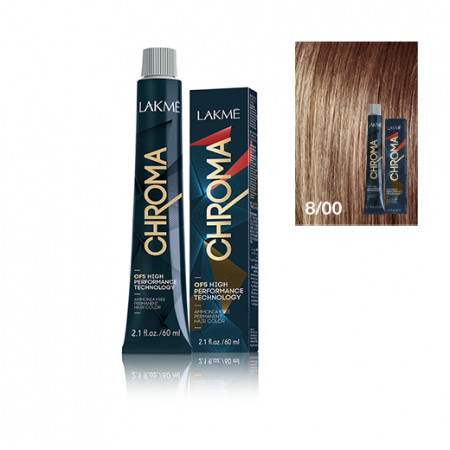 Lakme Chroma Vopsea de par permanenta fara amoniac blond deschis natural 8/00 60ml