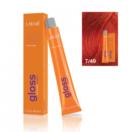 Lakme Gloss vopsea de par demi-permanenta blond mediu cupru rosu 7/49 60 ml