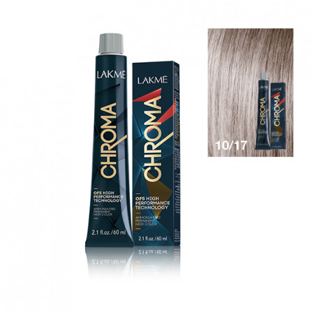 Lakme Vopsea de par permanenta fara amoniac blond platinat cenusiu rece 10/17 Chroma 60ml