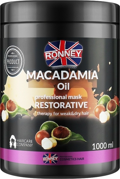 Ronney Professional Masca hidratanta si restructuranta pentru par uscat Macadamia Oil 1000ml