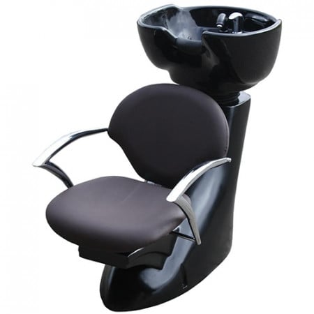 Unitate spalare coafor cu scaun negru si scafa din ceramica neagra PRO2201A