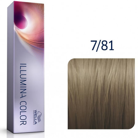 Wella Professionals Vopsea de par permanenta Illumina Color 7/81 blond mediu albastru cenusiu 60ml